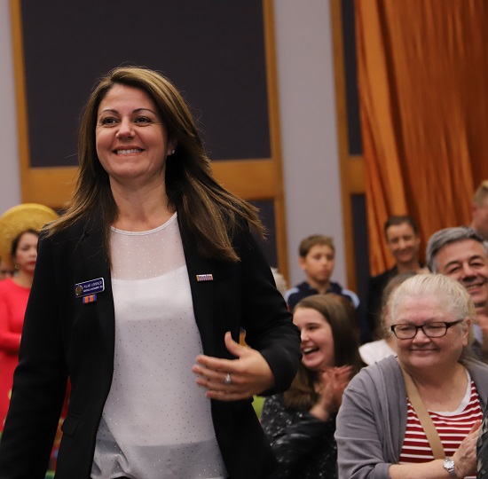 Pilar Lorenzo from the SES on her way to accept her 2019 Adult Volunteer of the Year Award